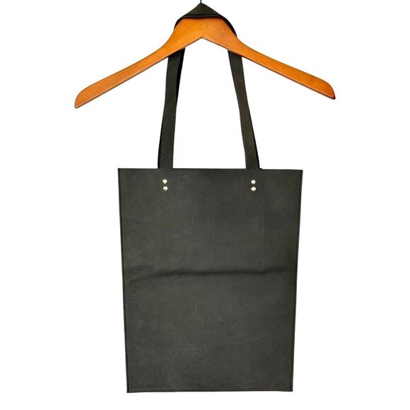 KIKO Leather Shopper Tote Bag Gray / Cocoa Minimalist Modern Purse 12x15 Travel - Picture 3 of 9